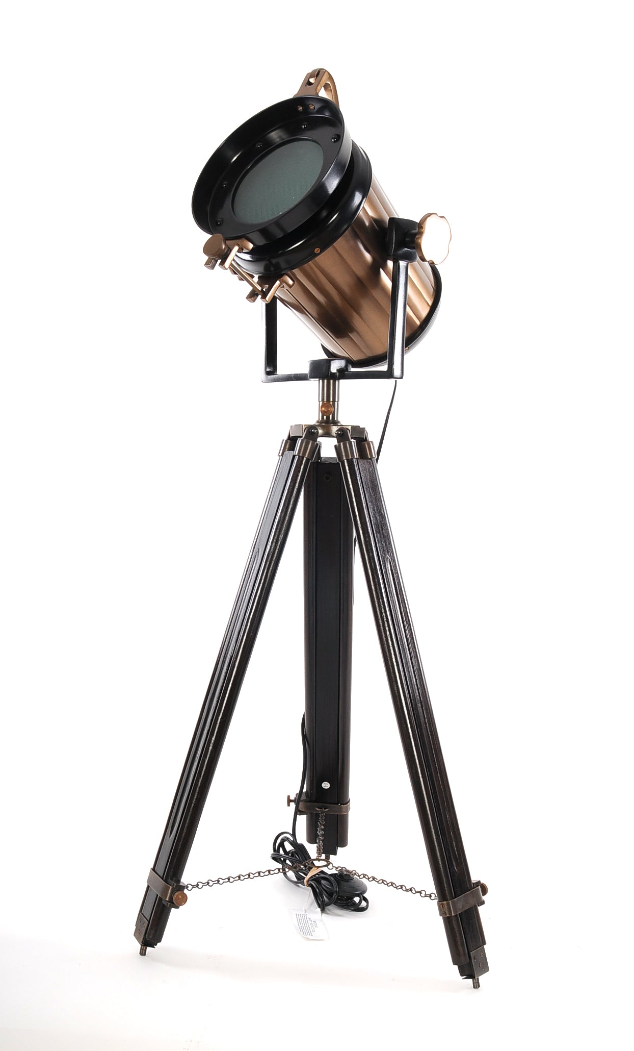 Alum Steel Spot Light Wood Stand Textured Glass