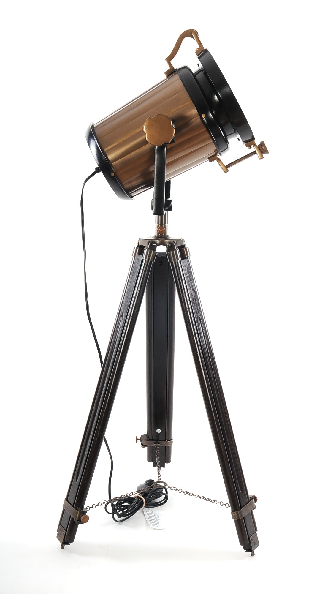 Alum Steel Spot Light Wood Stand Textured Glass
