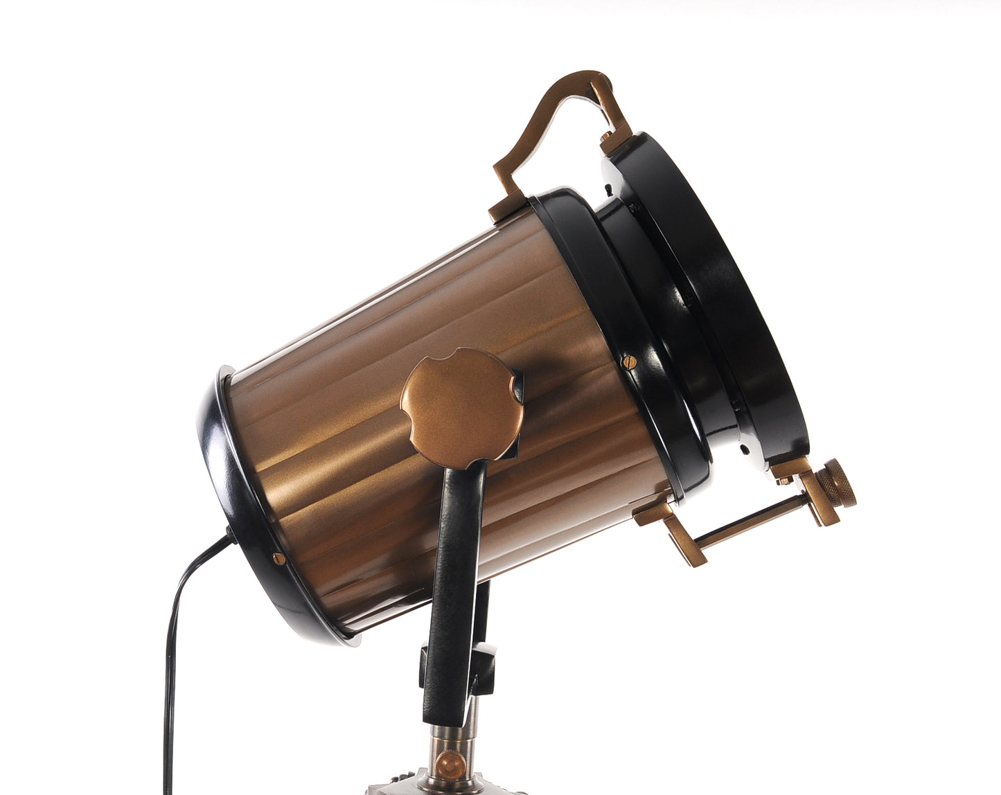 Alum Steel Spot Light Wood Stand Textured Glass