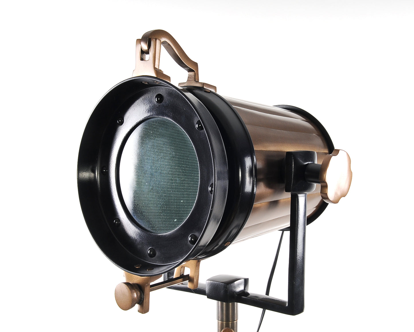 Alum Steel Spot Light Wood Stand Textured Glass