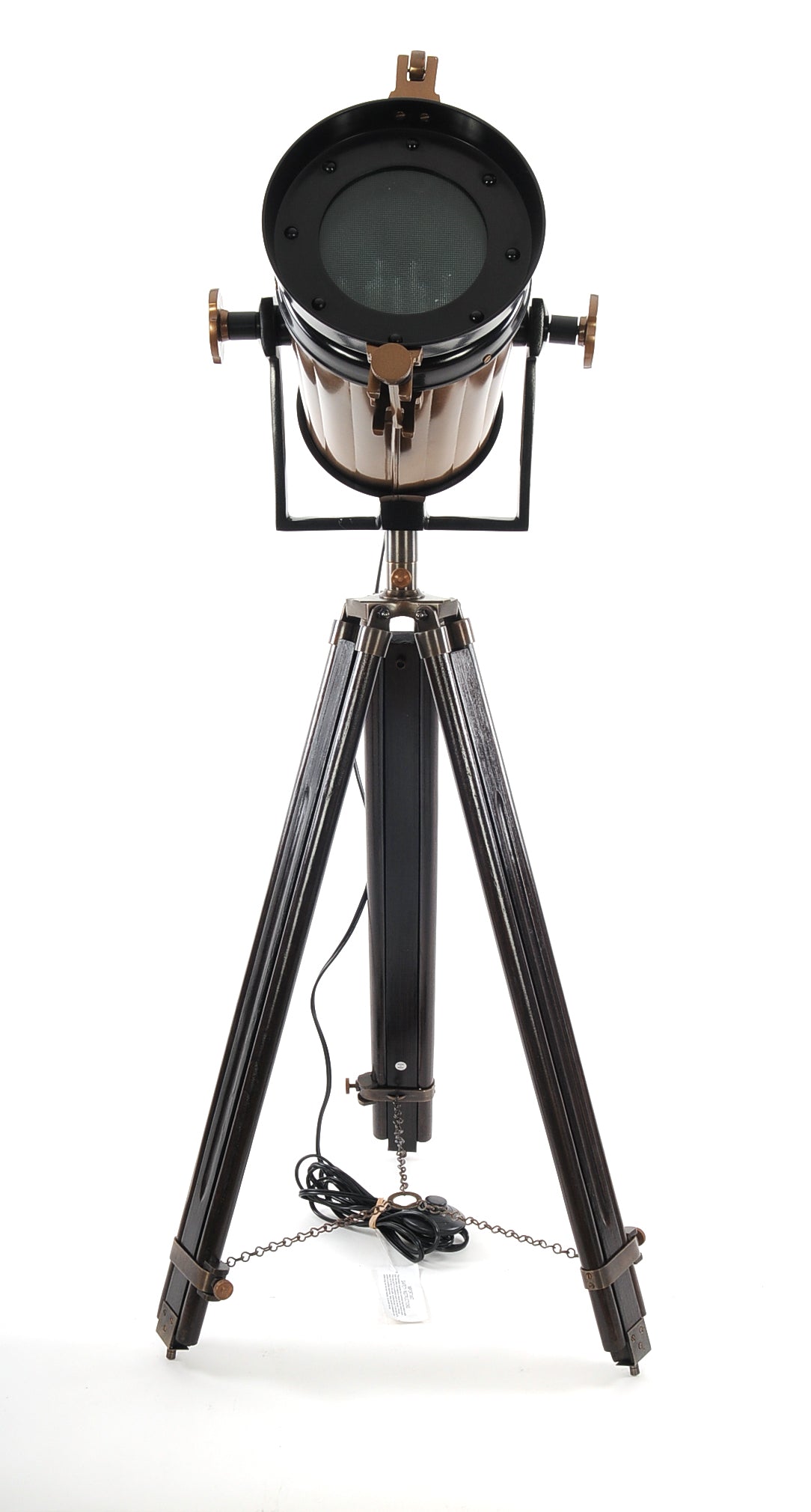 Alum Steel Spot Light Wood Stand Textured Glass