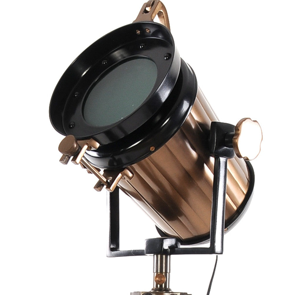 Alum Steel Spot Light Wood Stand Textured Glass