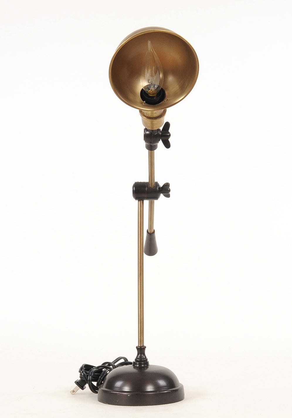 Black Adjustable Desk Table Lamp w/ Gold Bowl Shade
