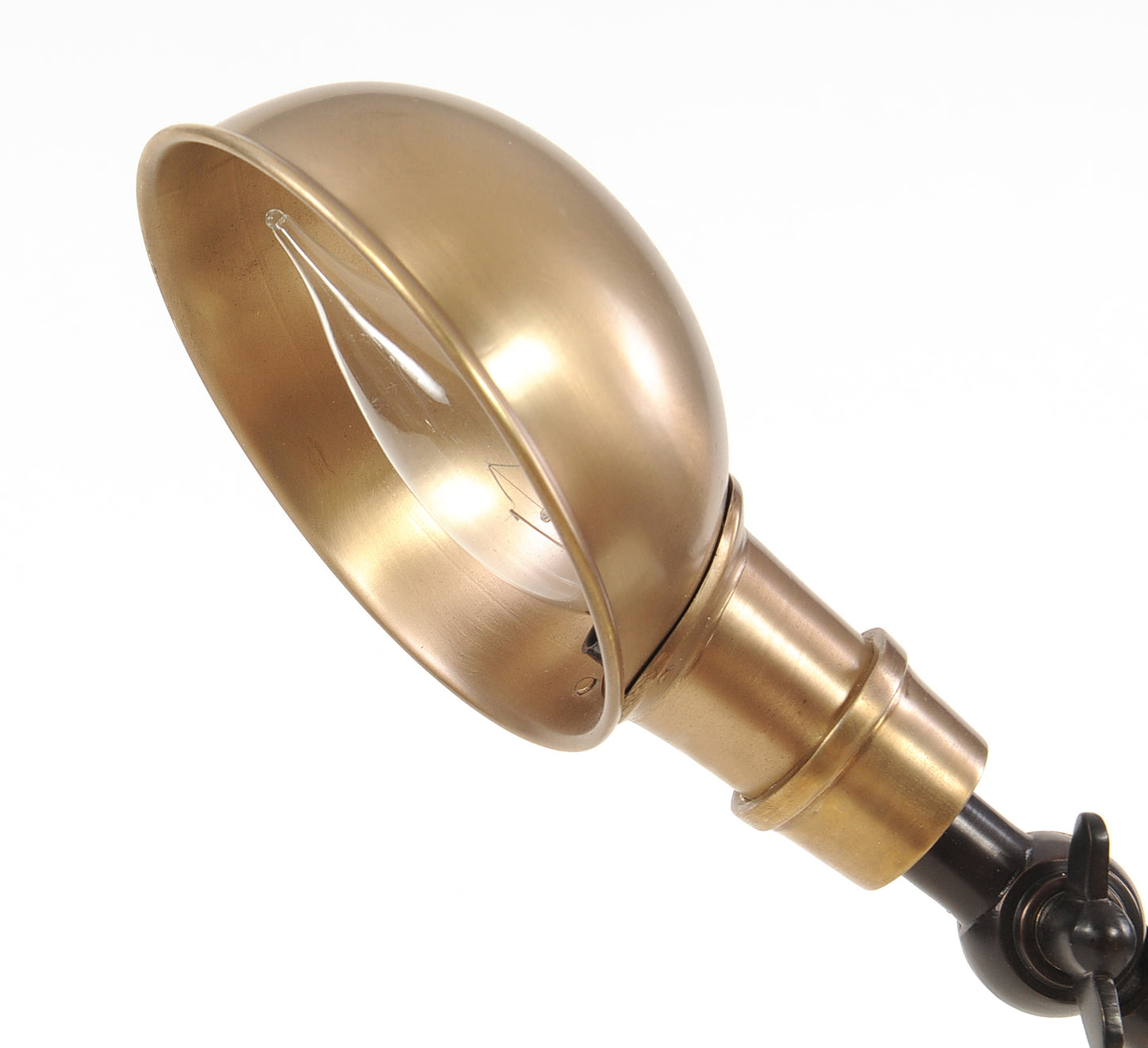 Black Adjustable Desk Table Lamp w/ Gold Bowl Shade