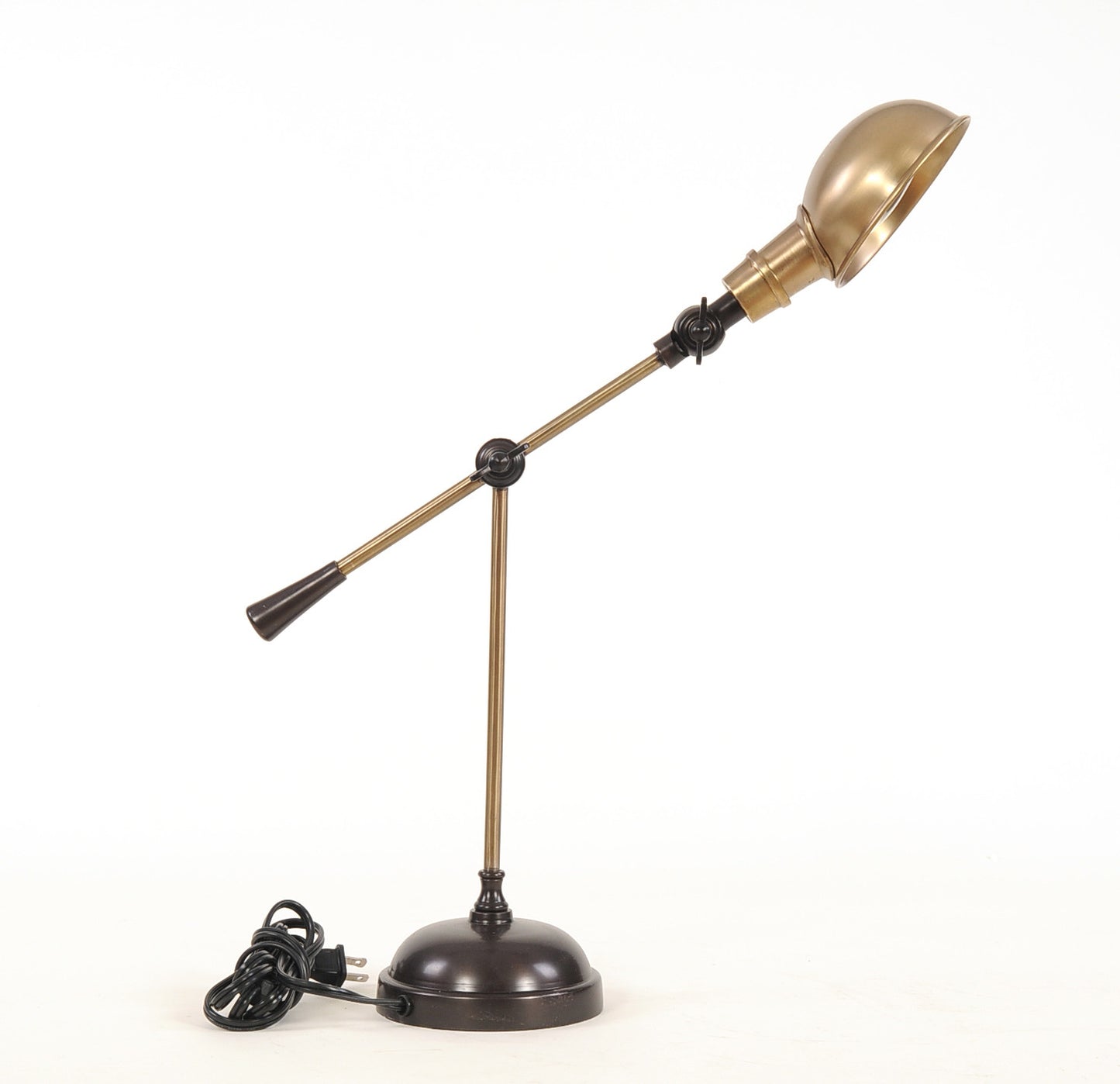 Black Adjustable Desk Table Lamp w/ Gold Bowl Shade