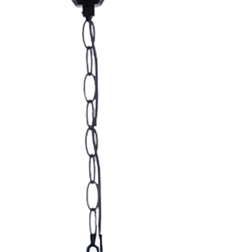 Natural & Black Iron & Rope 3 Light Ceiling Light