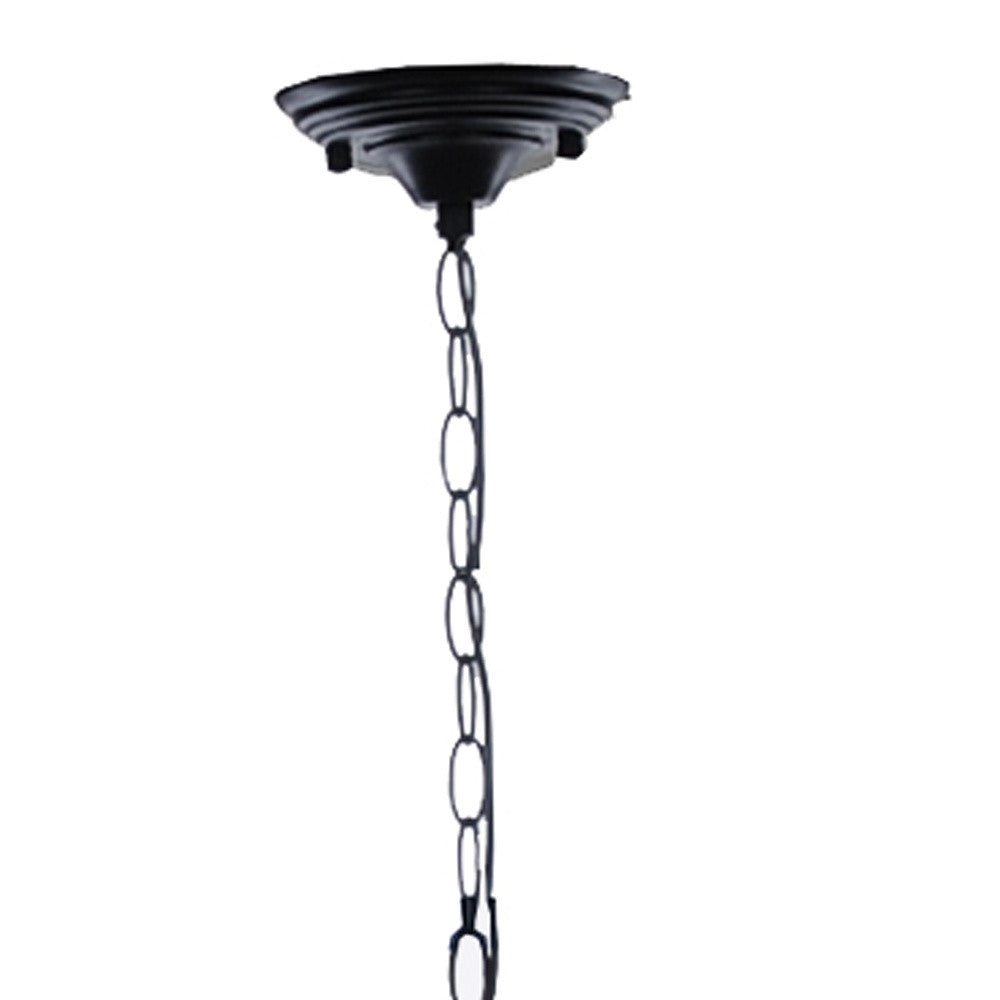 Natural & Black Iron & Rope 3 Light Ceiling Light