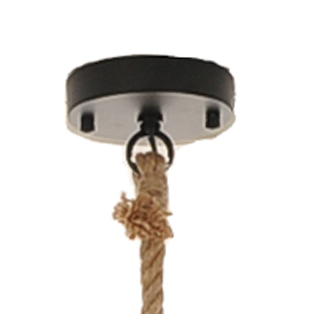 Beige & Black Iron & Rope Ceiling Light