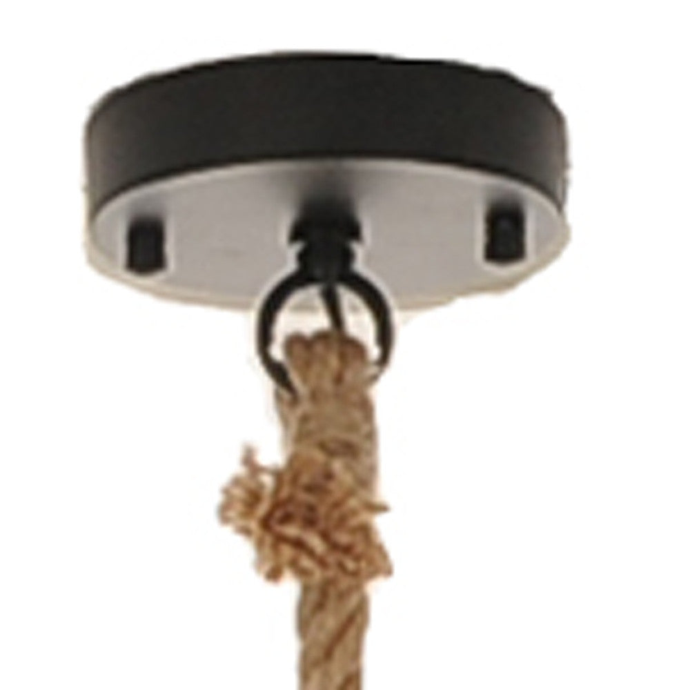 Beige & Black Iron & Rope Ceiling Light