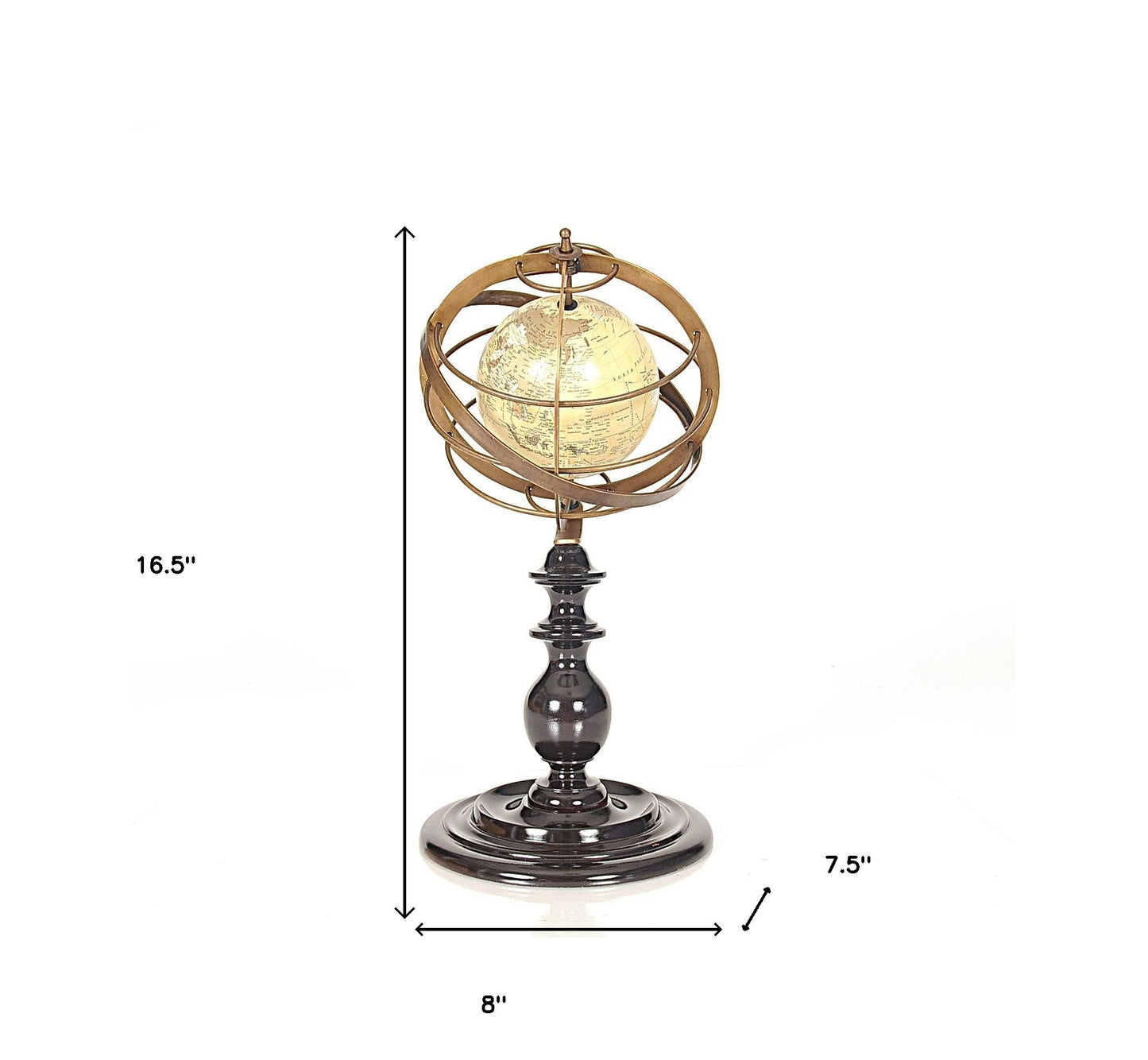 Globe In Brass Rings