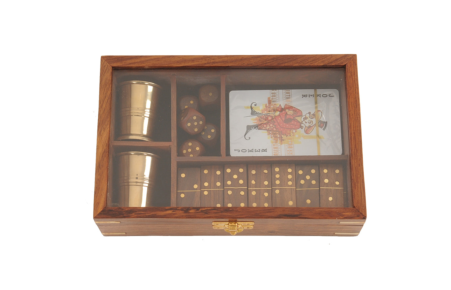 Wooden Game Set With Brass Goblet