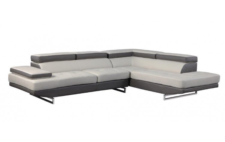 Gray Leather L Shaped 2 Piece Sectional