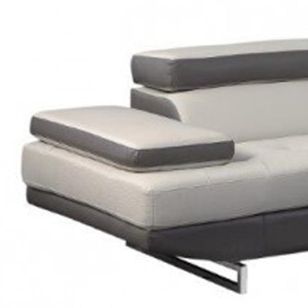 Gray Leather L Shaped 2 Piece Sectional
