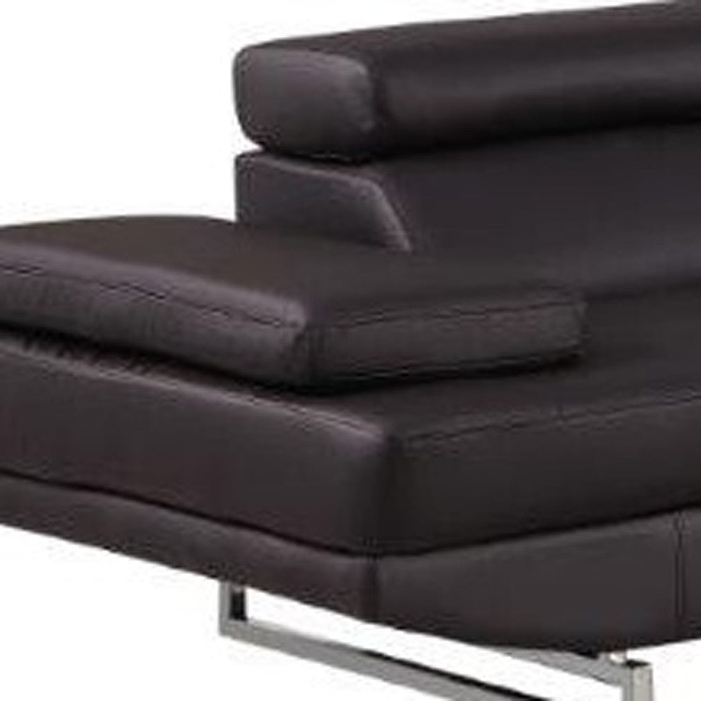 Brown Leather L Shaped 2 Piece Sectional
