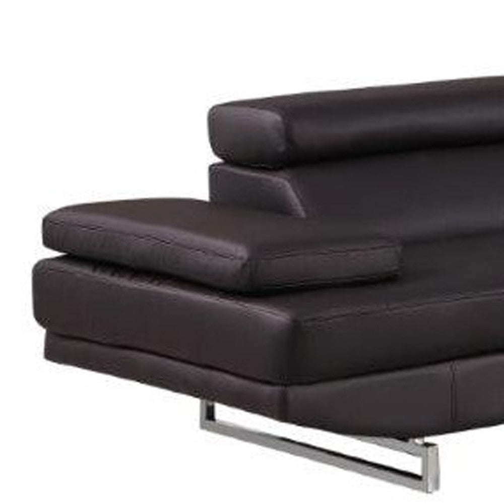 Brown Leather L Shaped 2 Piece Sectional