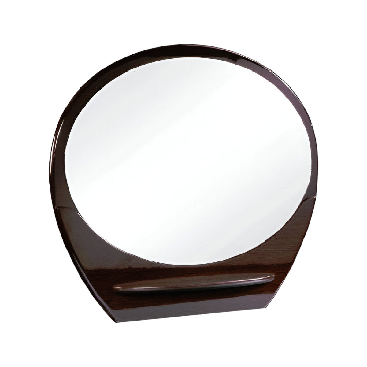 Brown Oval Wood Framed Mounted Dresser Mirror