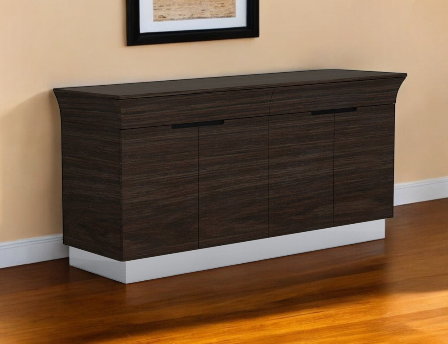 Dark Brown 2 Drawer Sideboard Table w/ 4 Doors