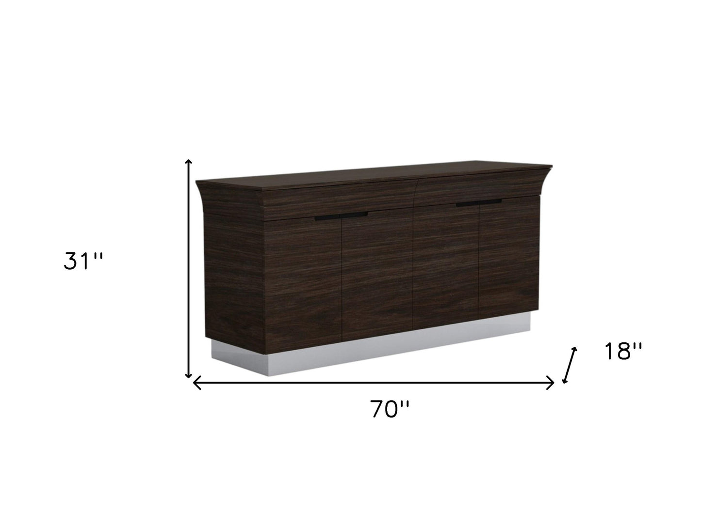 Dark Brown 2 Drawer Sideboard Table w/ 4 Doors
