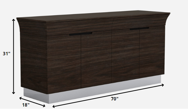 Dark Brown 2 Drawer Sideboard Table w/ 4 Doors