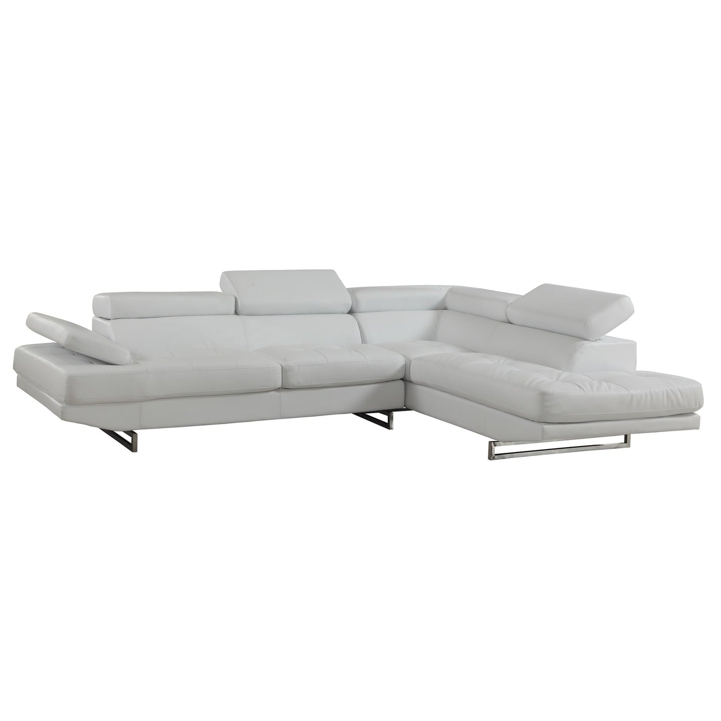 Gray Leather L Shaped 2 Piece Sectional