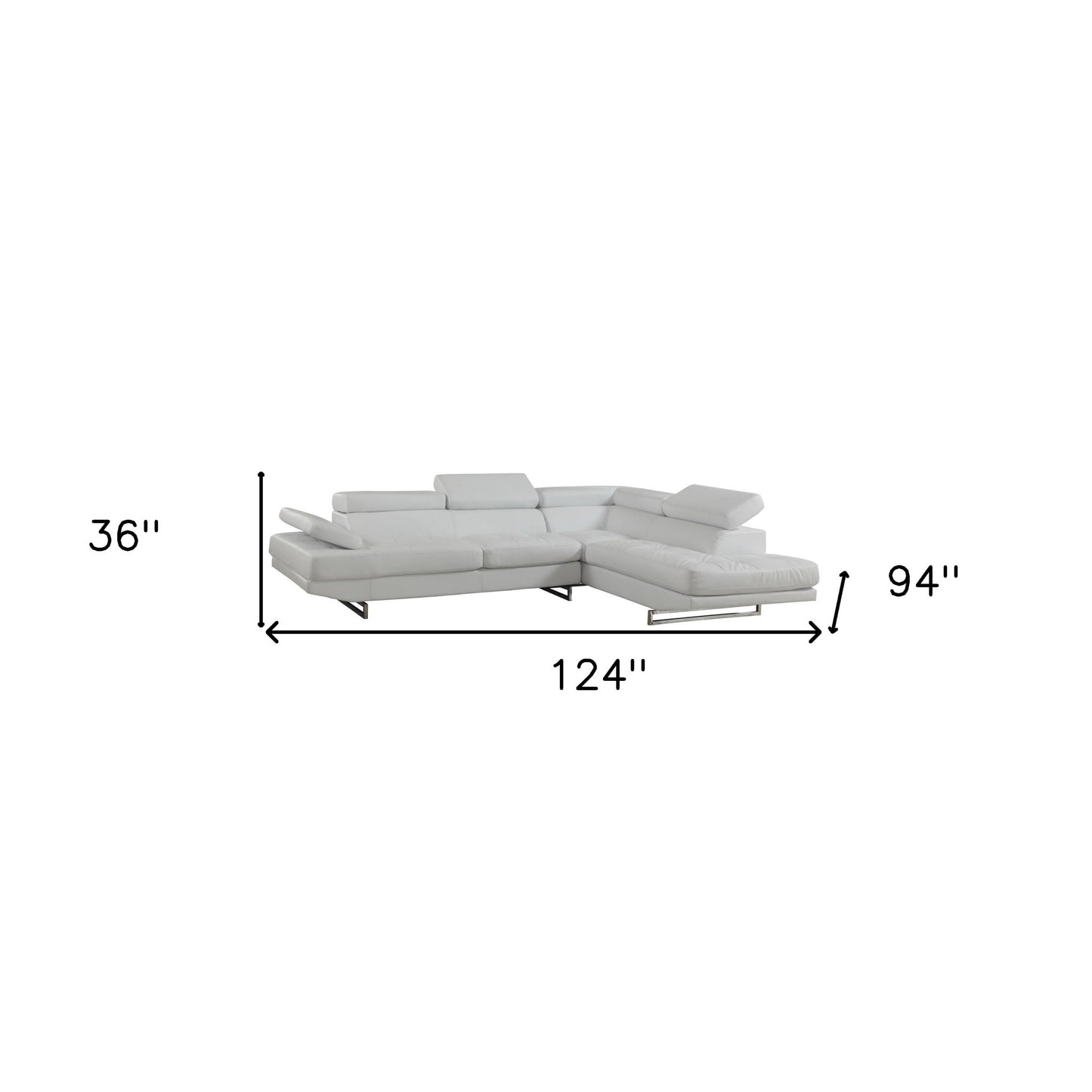 Gray Leather L Shaped 2 Piece Sectional