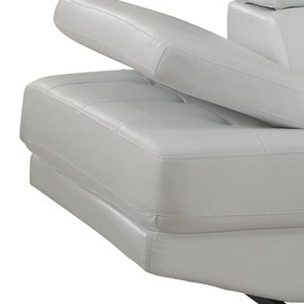 Gray Leather L Shaped 2 Piece Sectional