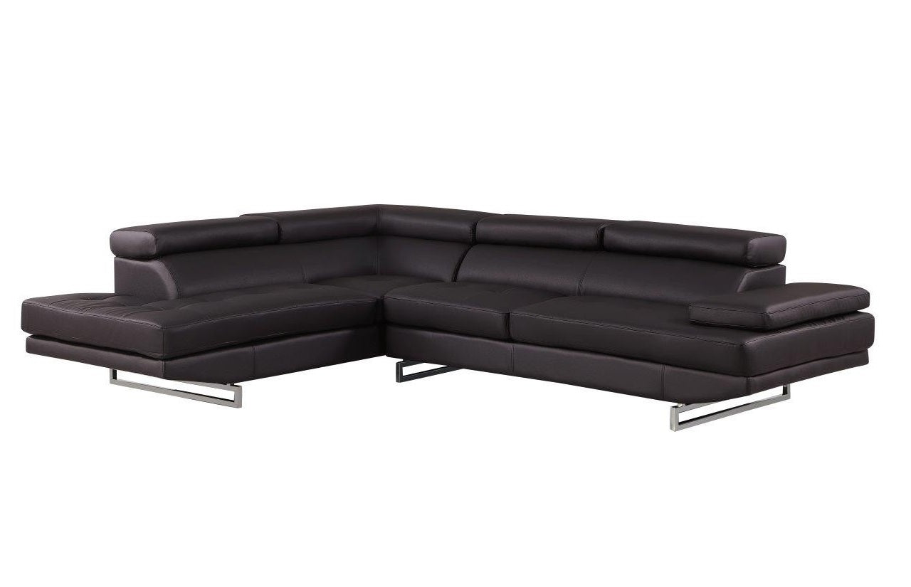 Black Leather L Shaped 2 Piece Sectional