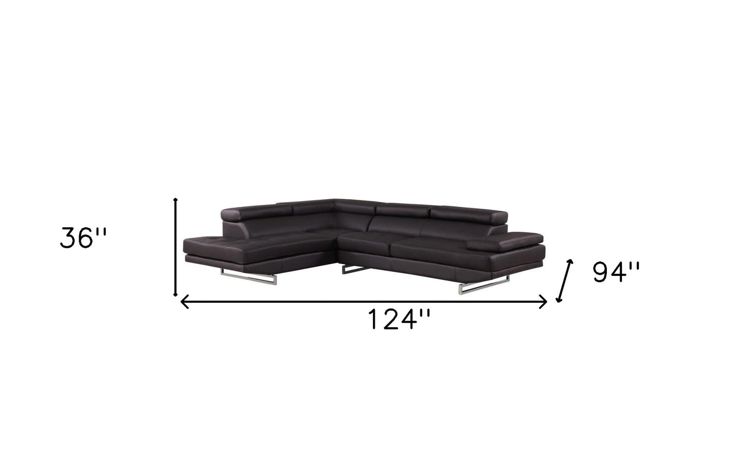 Black Leather L Shaped 2 Piece Sectional