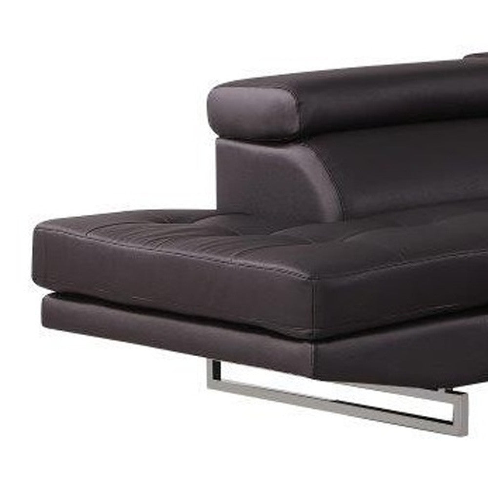 Black Leather L Shaped 2 Piece Sectional