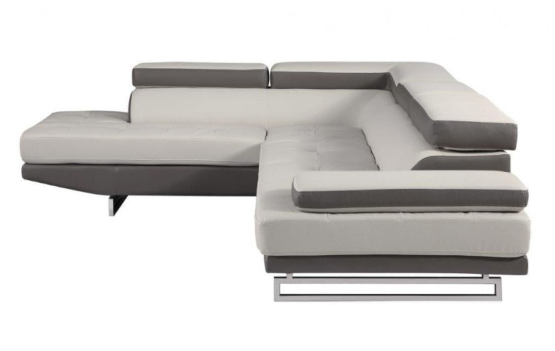 White Leather L Shaped 2 Piece Sectional