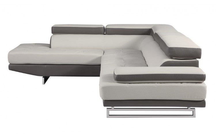 White Leather L Shaped 2 Piece Sectional