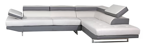 White Leather L Shaped 2 Piece Sectional