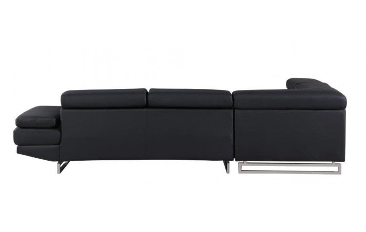Black Faux Leather L Shaped 2 Piece Sectional