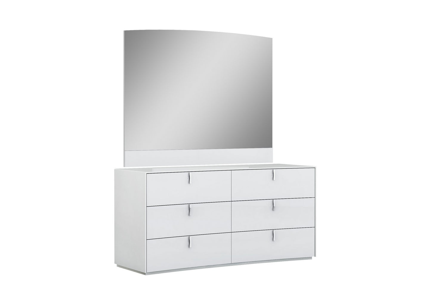 White Silver Wood Stainless Steel 5-Drawer Chest