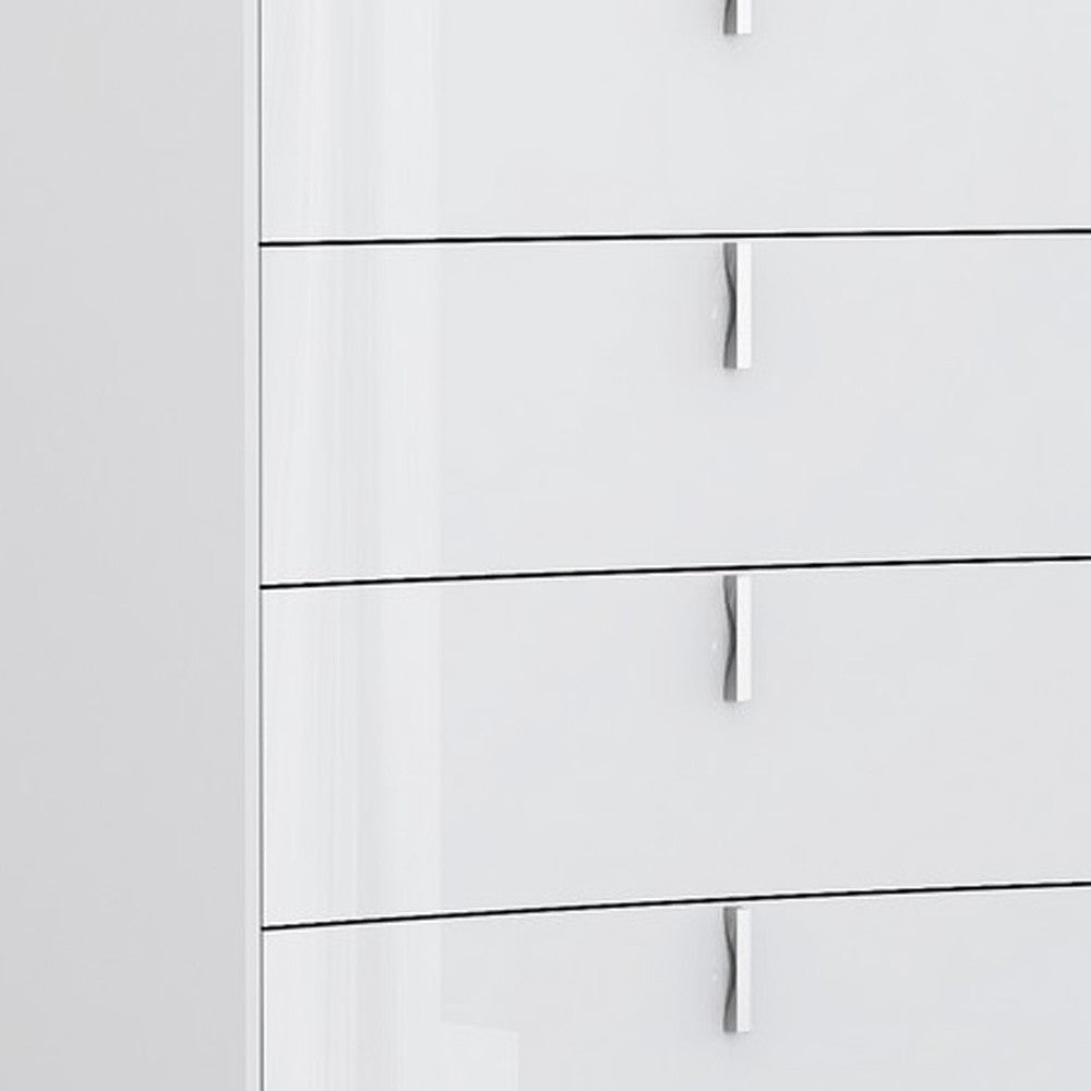 Drk Brown White Marble Wood Stainless Steel Five Drawer