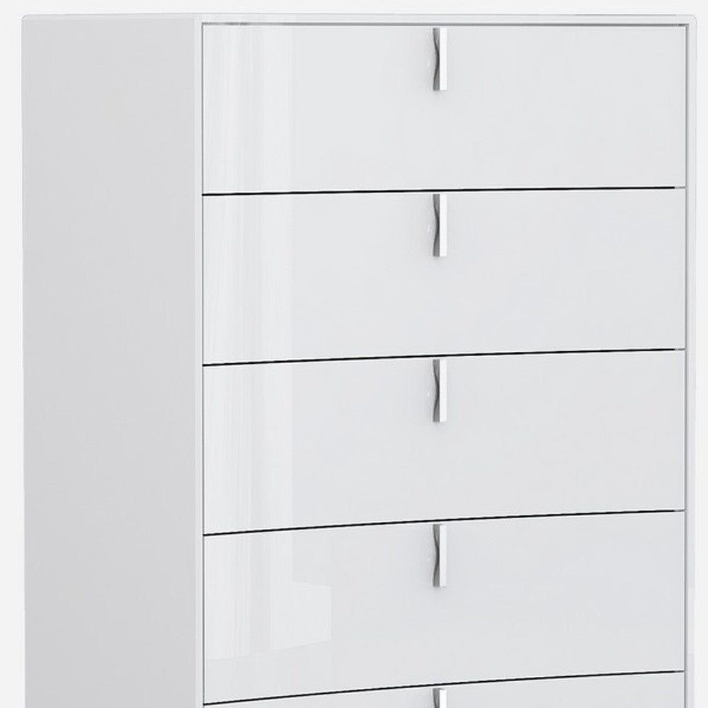 Drk Brown White Marble Wood Stainless Steel Five Drawer