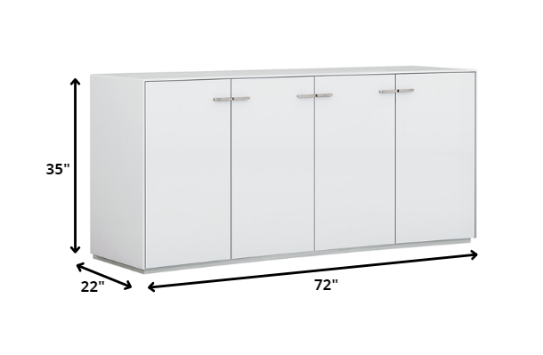 White Sideboard Table w/ 4 Doors