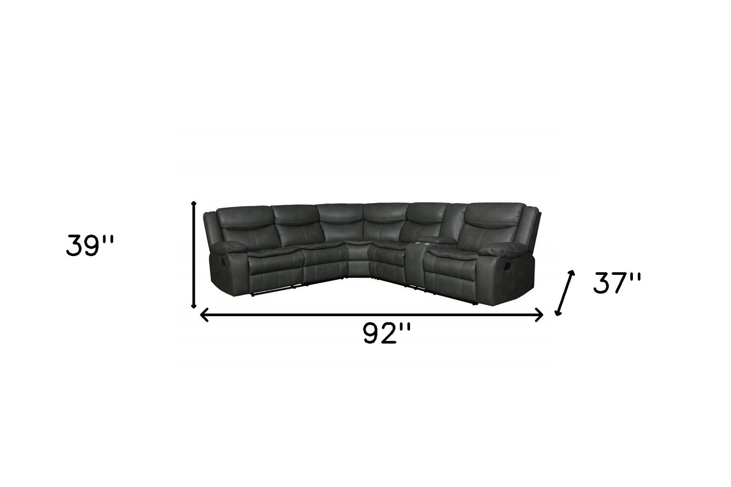 Gray U Shaped 3 Piece Sectional w/ Console