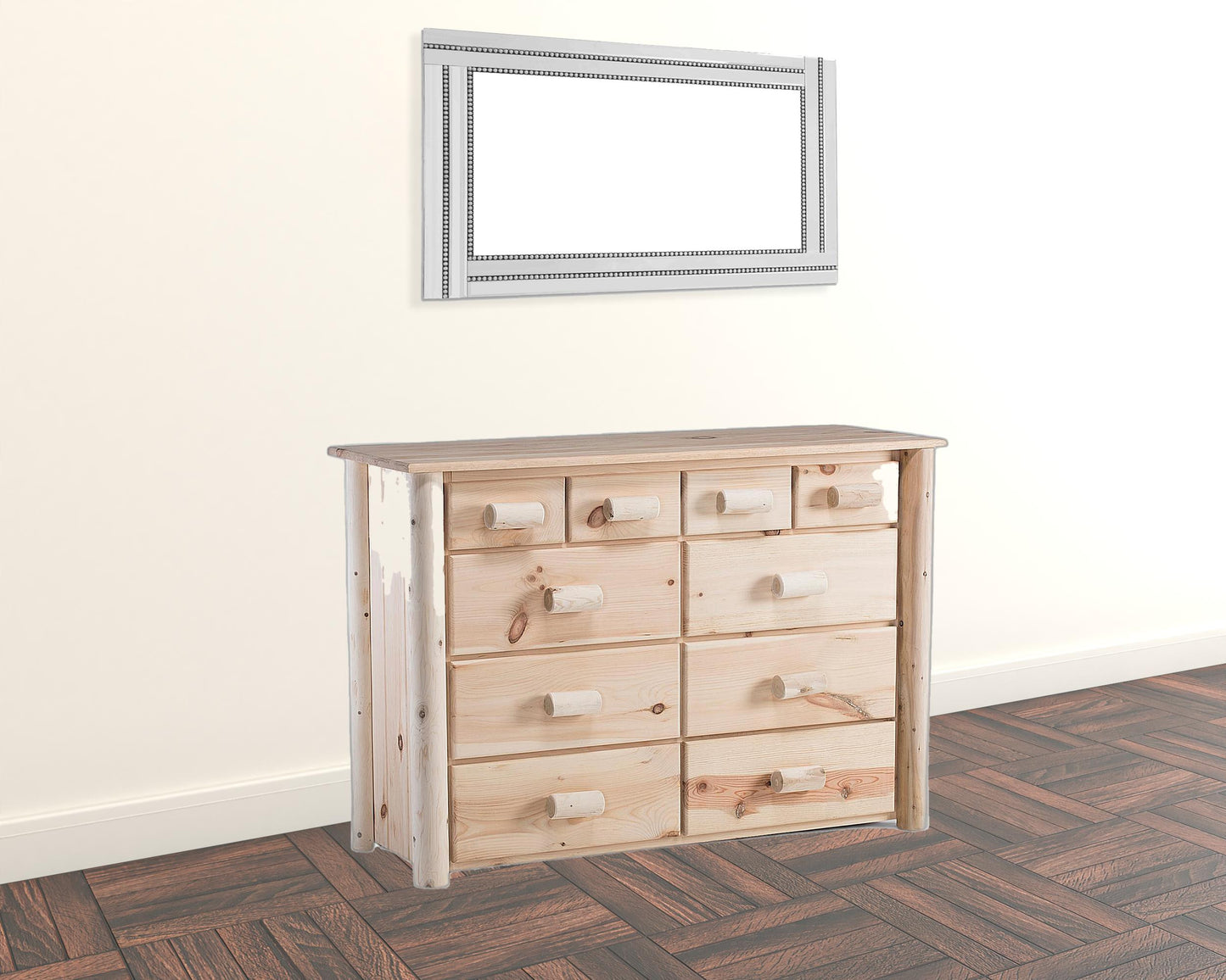 White Wood Stainless Steel 6-Drawer Chest