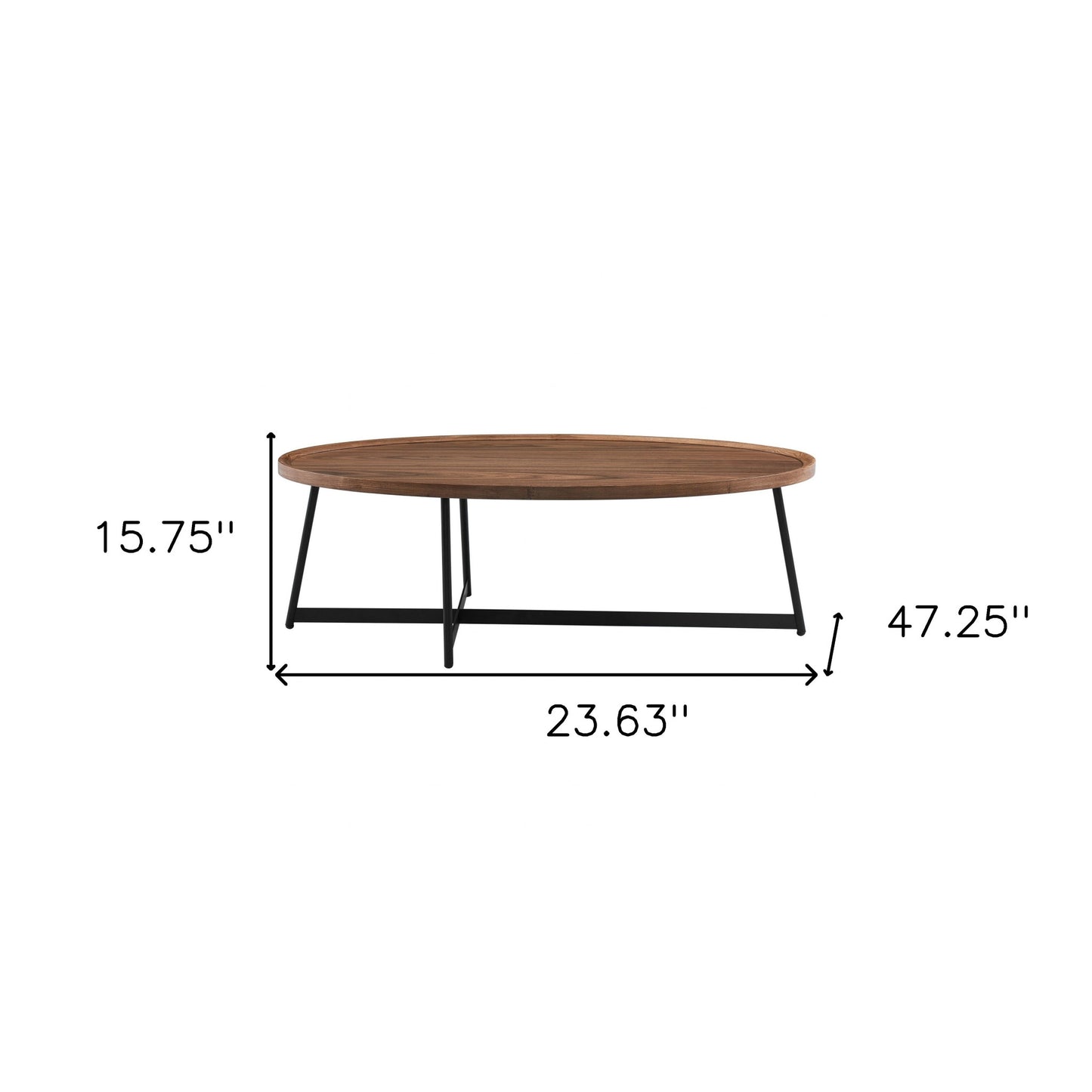 Brown & Black Metal Oval Coffee Table