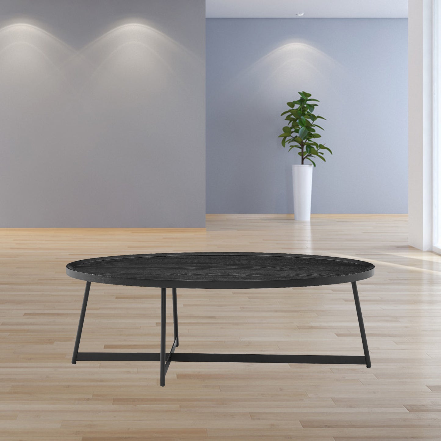 Black Metal Oval Coffee Table