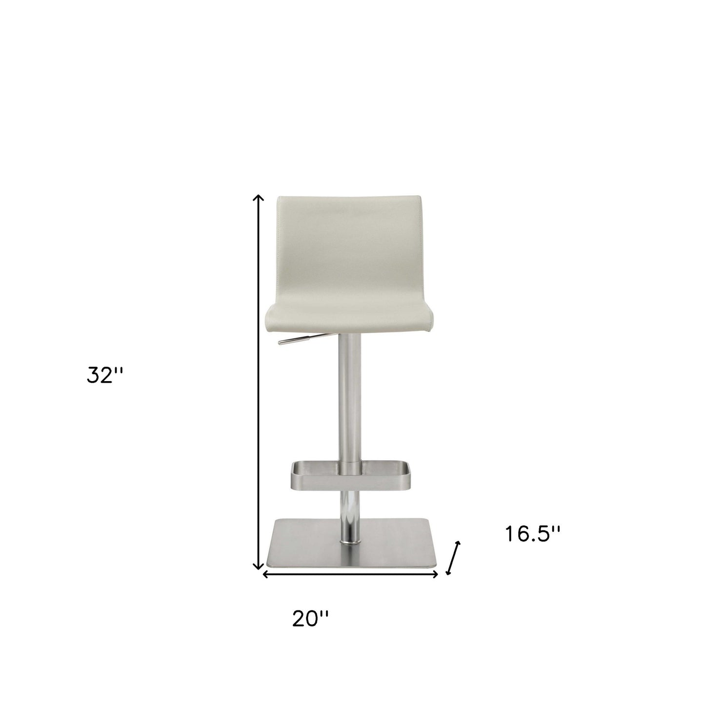 Light Gray & Silver Stainless Steel Counter Height Bar Chair