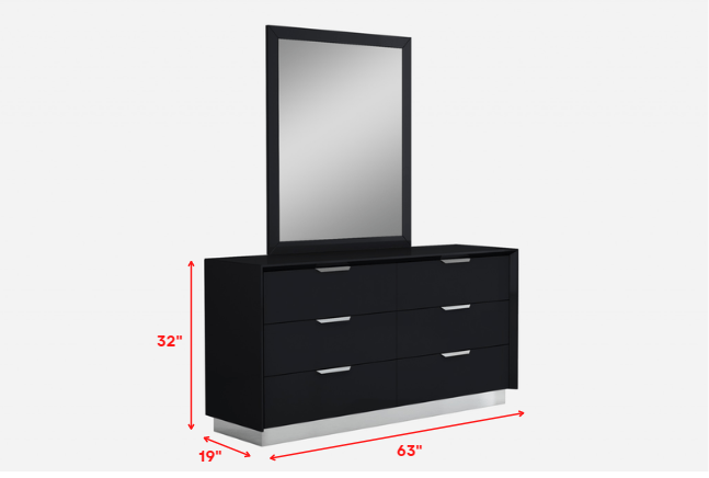 Gold and White Wood 6-Drawer Double Dresser