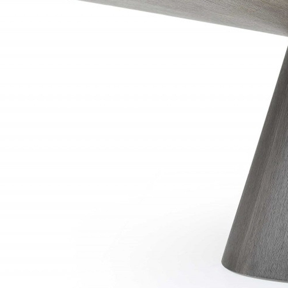 Gray Rounded Solid Wood Pedestal Base Dining Table