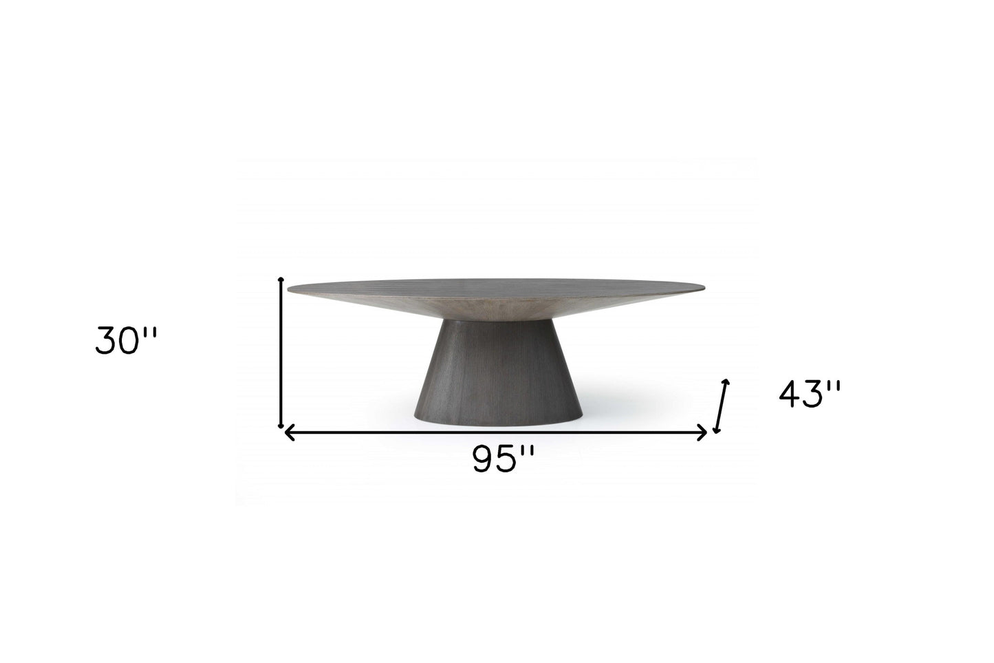 Gray Rounded Solid Wood Pedestal Base Dining Table