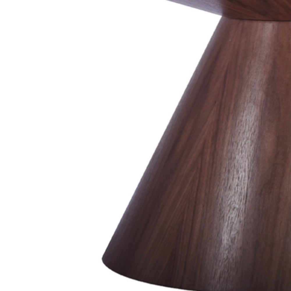 Brown Rounded Solid Wood Pedestal Base Dining Table