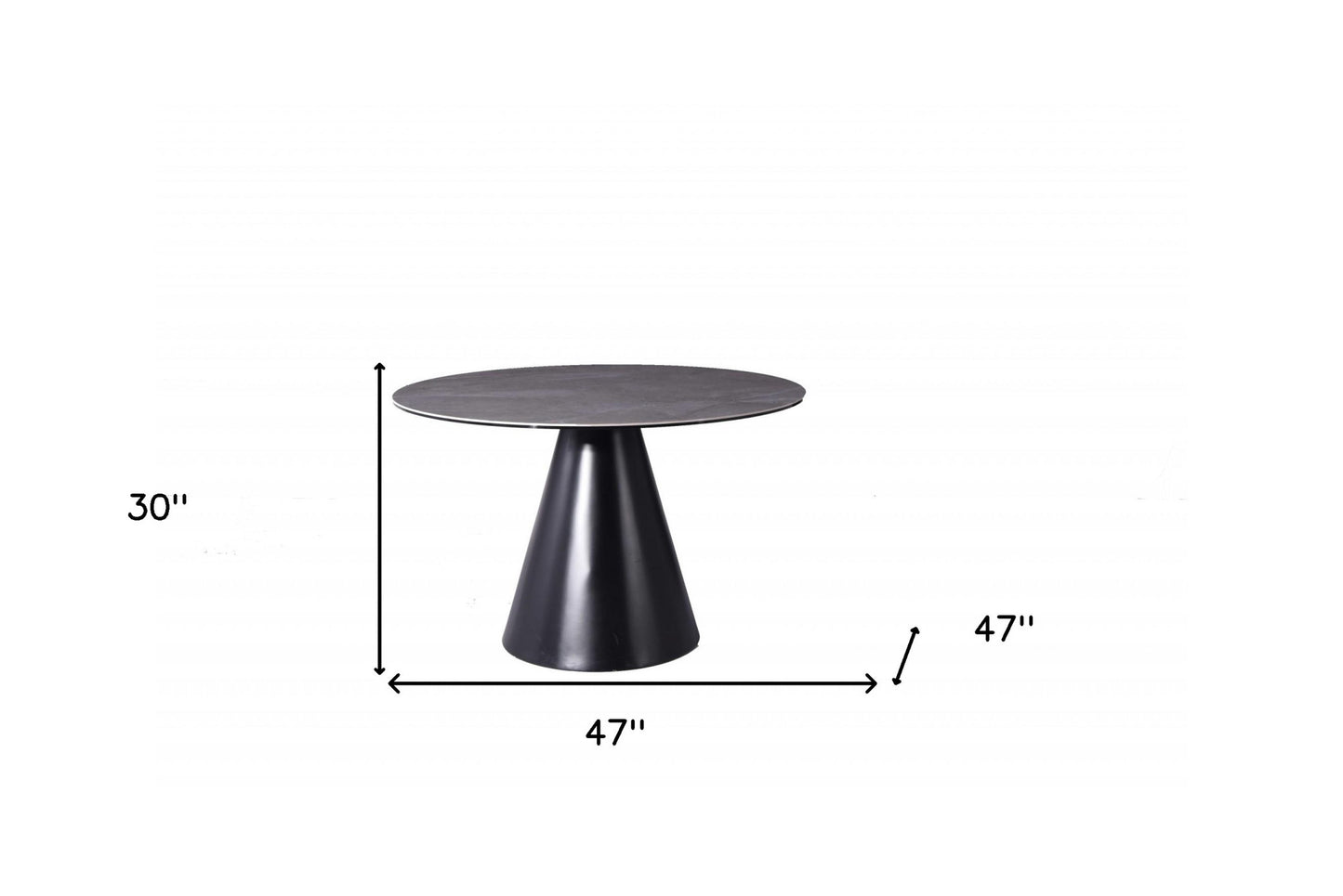 Gray Rounded Stone And Iron Pedestal Base Dining Table
