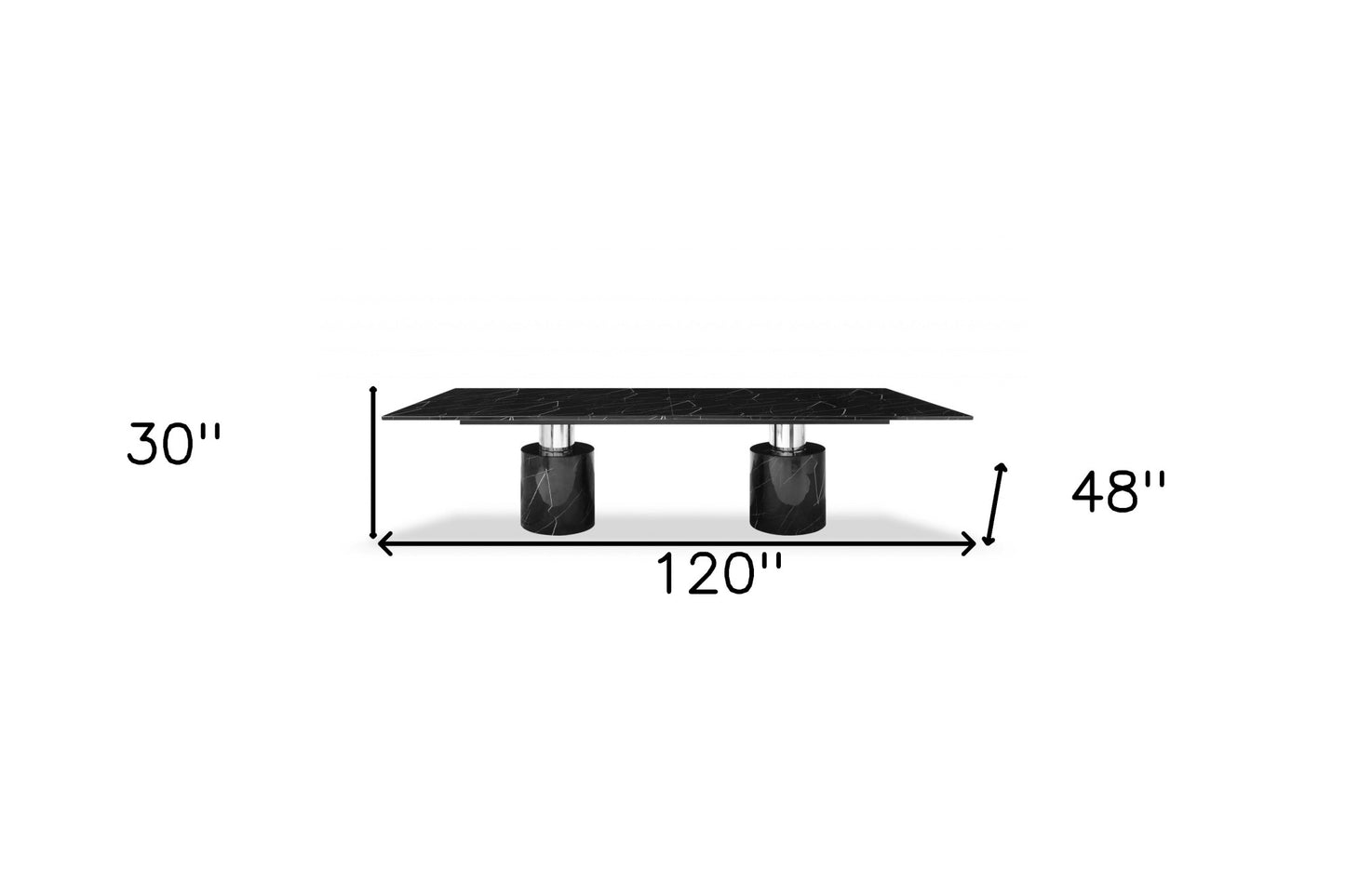 Black Marble Double Pedestal Base Dining Table