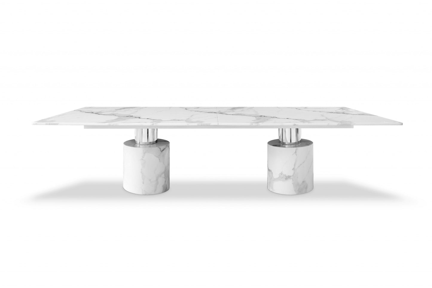White Marble Double Pedestal Base Dining Table
