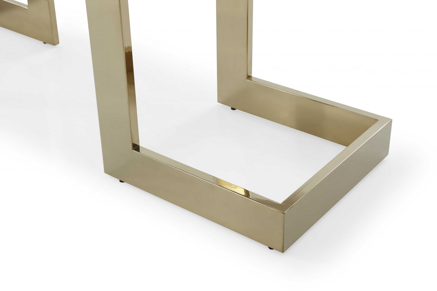 Clear And Gold Glass And Stainless Steel Double Pedestal Base Dining Table